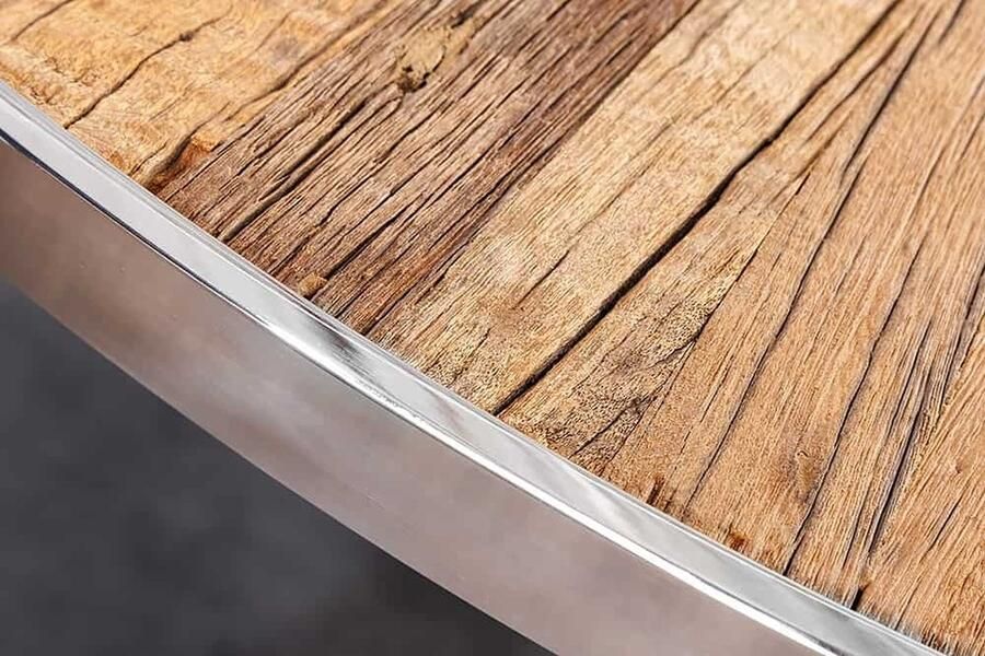 Invicta Interior Ronde eettafel BARRACUDA 140cm bruin teak massief hout glas zilver roestvrij staal verchroomd 43623 - Foto 2