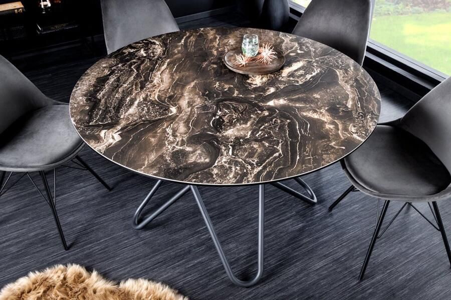 Invicta Interior Ronde eettafel ELLIPSE 120cm natuursteen keramische haarspeldpoten gemaakt in Italie 42368