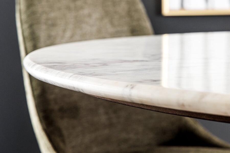 Invicta Interior Ronde eettafel GATSBY 140 cm bruin goud mangohout wit marmeren blad kolomvoet 45830 - Foto 2