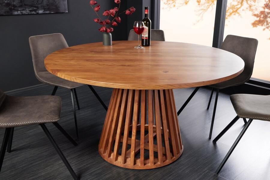 Invicta Interior Ronde eettafel MAISON JADE 130 cm massief houten onderstel van natuurlijk acacia 43339 - Foto 2