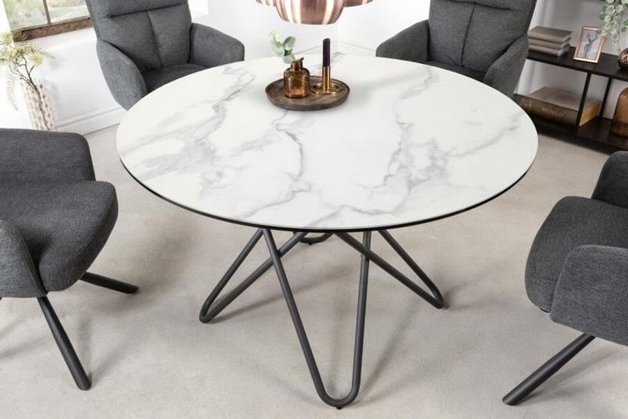 Invicta Interior Ronde eettafel ELLIPSE 120cm marmer witte keramische haarspeldpoten gemaakt in Italie 42369 - Foto 2