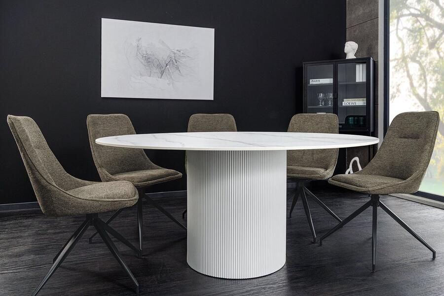 Invicta Interior Ronde eettafel UNIQUE 120cm wit keramiek met zuilvoet 46383 - Foto 2