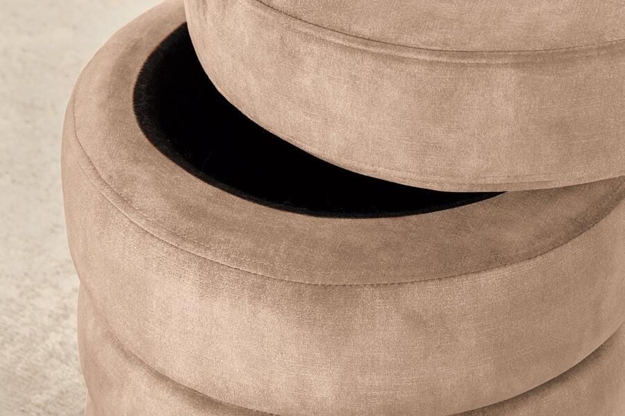 Invicta Interior Ronde Poef VOGUE 50cm champagne Fluwelen Poef met opbergruimte 46688 - Foto 2