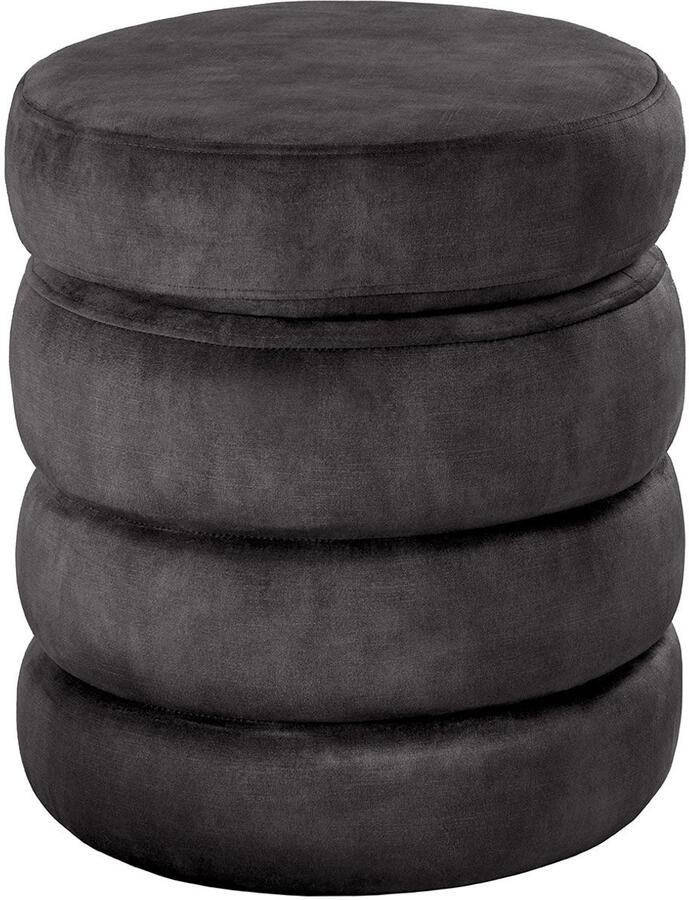 Invicta Interior Ronde poef VOGUE 50cm grijs fluwelen poef met opbergruimte 46689