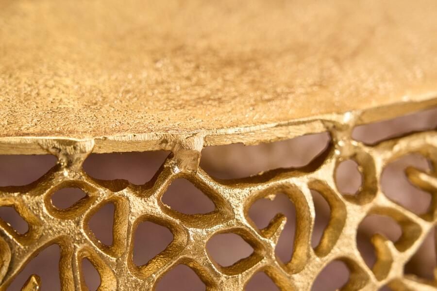 Invicta Interior Ronde salontafel ABSTRACT BLAD 75cm goudkleurig metaal filigraan handgemaakt vintage design 43227 - Foto 3