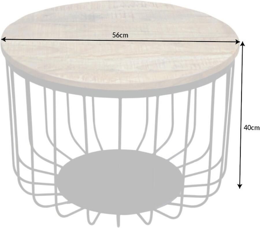 Invicta Interior Ronde salontafel FACTORY LOFT 60cm natuurlijk mangohout zwart metalen frame handgemaakt massief 39655 - Foto 2
