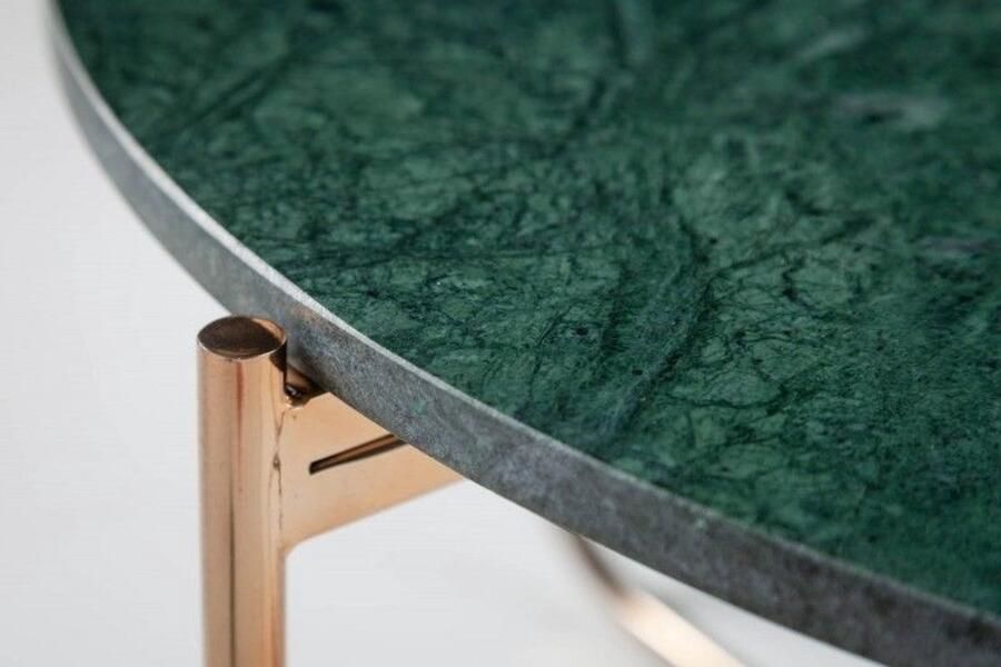 Invicta Interior Ronde salontafel NOBLE 65cm groen marmer afneembaar tafelblad opvouwbaar goud metaal 40362 - Foto 2
