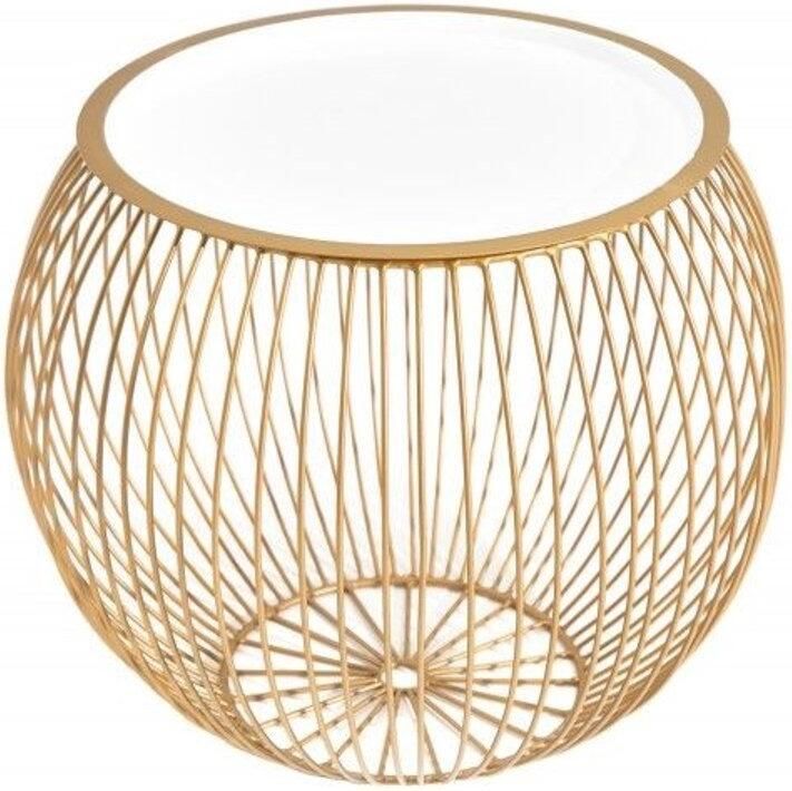 Invicta Interior Ronde salontafel Château Couture 40cm goud wit metalen dienblad bijzettafel met opbergruimte handgemaakt - Foto 2