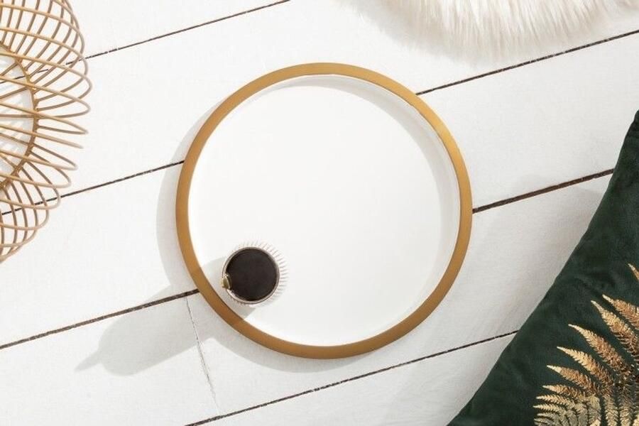 Invicta Interior Ronde salontafel Château Couture 40cm goud wit metalen dienblad bijzettafel met opbergruimte handgemaakt