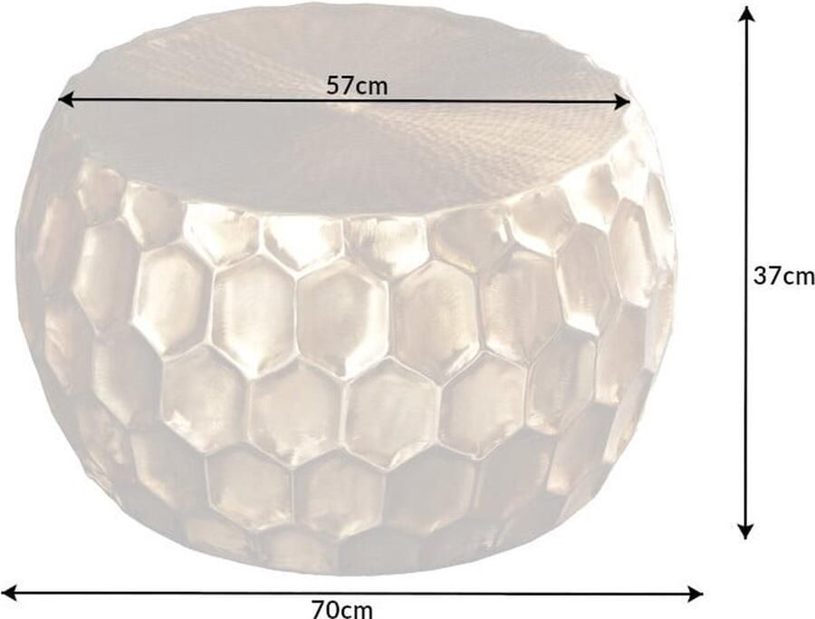 Invicta Interior Ronde salontafel ORGANIC ORIENT 70cm goud metalen hamerslag handgemaakt honingraat ontwerp 42225