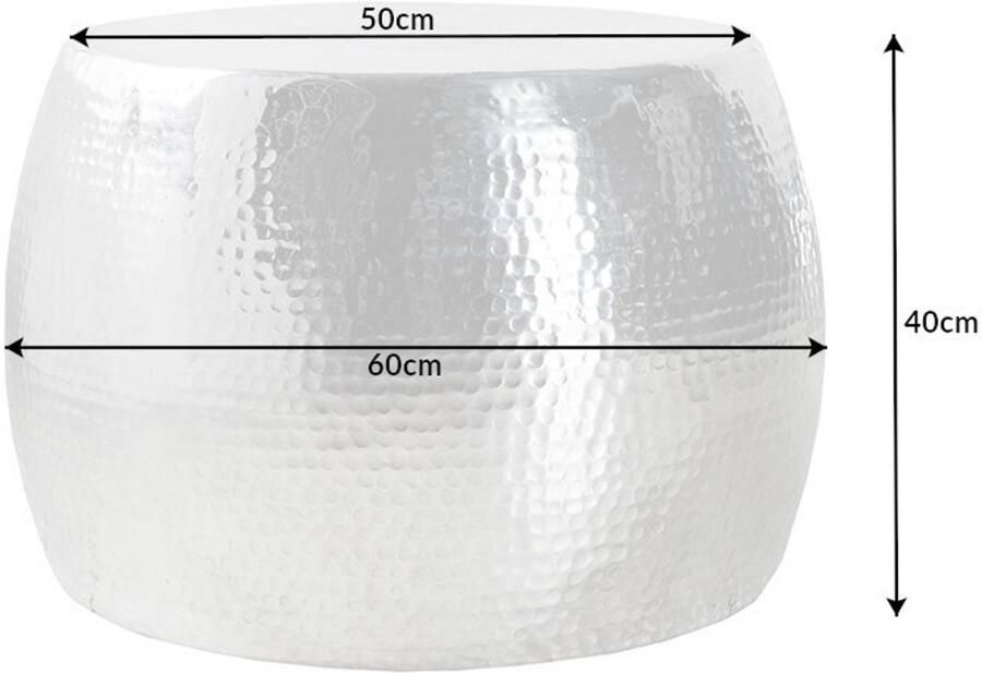 Invicta Interior Ronde salontafel ORIENT 60cm zilver metaal aluminium gehamerd ontwerp handgemaakt 36461 - Foto 2