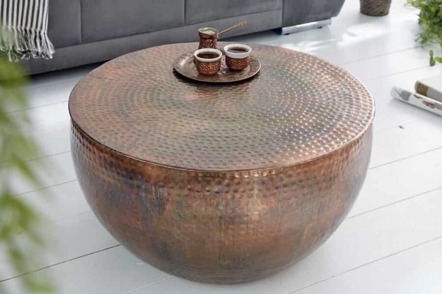 Invicta Interior Ronde salontafel ORIENT II 60cm gevlamd koper metaal gehamerd ontwerp handgemaakt 39535 - Foto 2