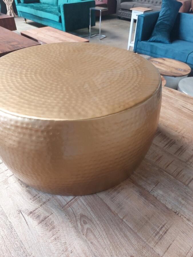 Invicta Interior Ronde salontafel ORIENT III 60cm goud metaal gehamerd ontwerp handgemaakt 39886
