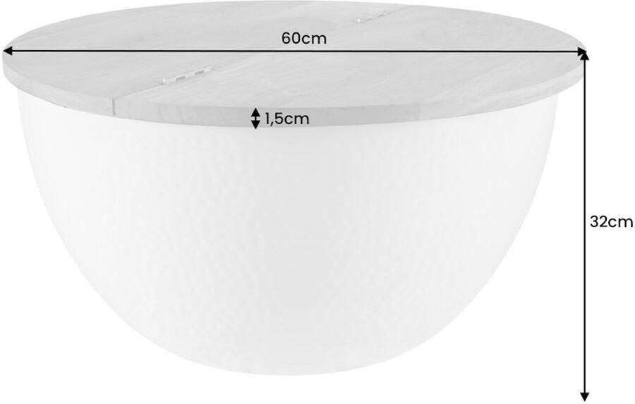 Invicta Interior Ronde salontafel ORIENT STORAGE 60cm zilver acaciahout met opbergruimte Hammerschlag handgemaakt 40109 - Foto 2