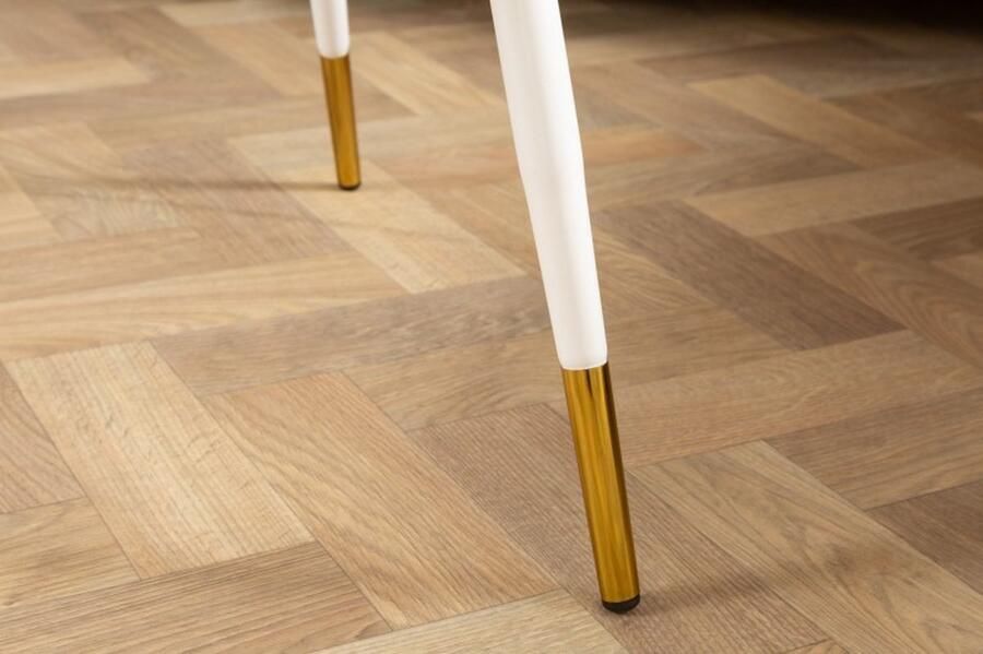 Invicta Interior Ronde salontafel PARIS 60cm witgoud glas marmeren design bijzettafel metalen kapjes 41891 - Foto 2