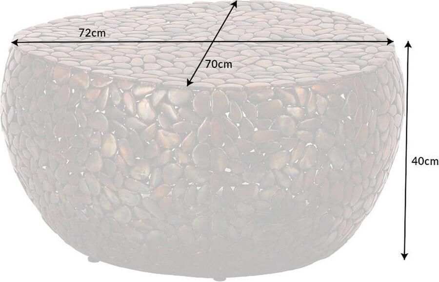 Invicta Interior Ronde salontafel STONE MOSAIC 75cm koper metaal mozaïek handgemaakt 41434 - Foto 4