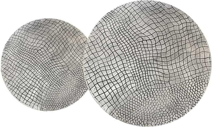 Invicta Interior Ronde set van 2 salontafels ELEMENTS 60cm zilver antiek krokodillenontwerp handgemaakt 43493 - Foto 2