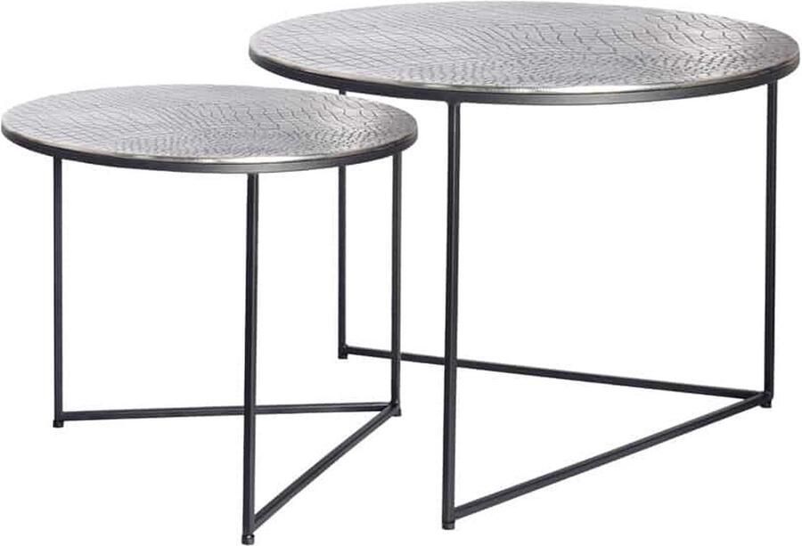 Invicta Interior Ronde set van 2 salontafels ELEMENTS 60cm zilver antiek krokodillenontwerp handgemaakt 43493 - Foto 1