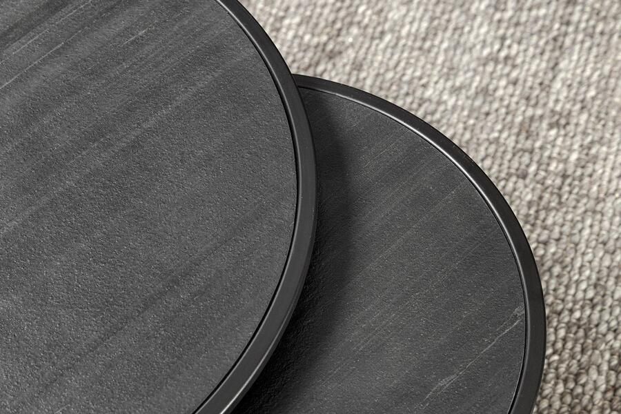 Invicta Interior Ronde set van 2 salontafels MOUNTAIN SOUL 60cm zwart natuursteen design metaal 45675 - Foto 2