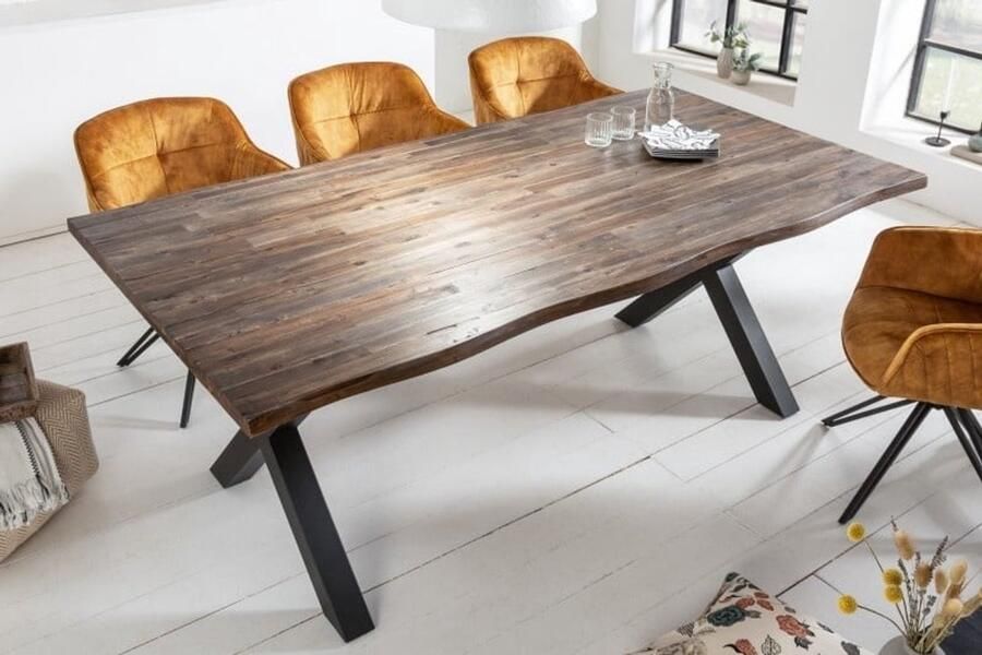 Invicta Interior Indrukwekkende salontafel BARRACUDA 110cm antiek teakhout met sleevoet en glas 6036650 - Foto 3