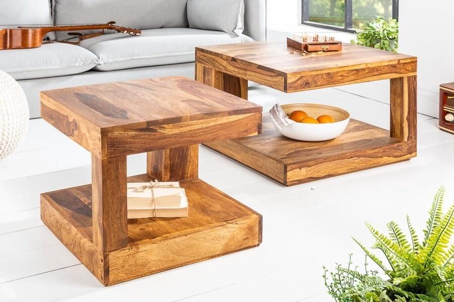 Invicta-Interior Salontafel van massief fijn hout GIANT 60 cm Sheesham Stone Finish 36331 - Foto 4