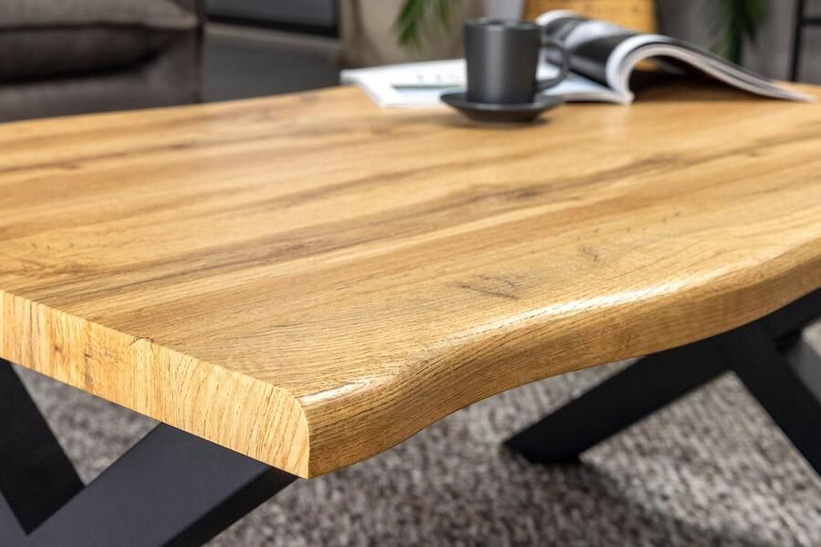 Invicta Interior Industriële salontafel WILD 90cm bruin wild eiken look zwart metalen boomrand 45081 - Foto 2