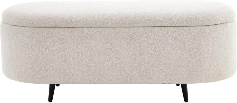 Invicta Interior Scandinavische Gestoffeerde Bank VOGUE 110cm wit Bouclé zwart Bank met opbergruimte 45255 - Foto 2