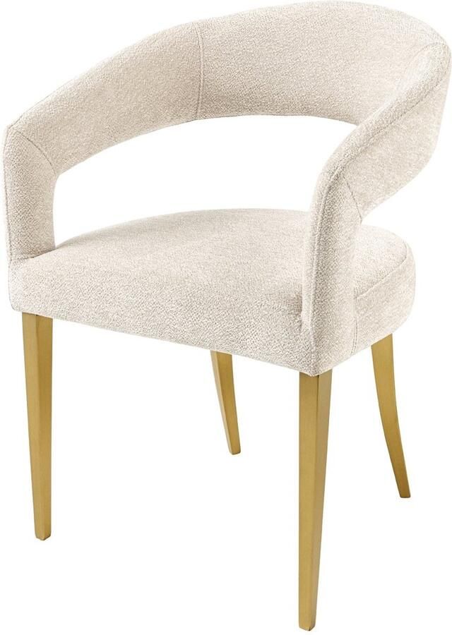 Invicta Interior Scandinavische stoel BOUTIQUE beige structuurstof geborsteld champagne goud metaal 45923 - Foto 2
