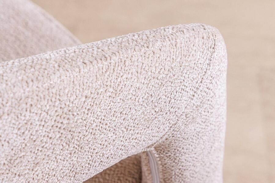 Invicta Interior Scandinavische stoel BOUTIQUE beige structuurstof geborsteld champagne goud metaal 45923