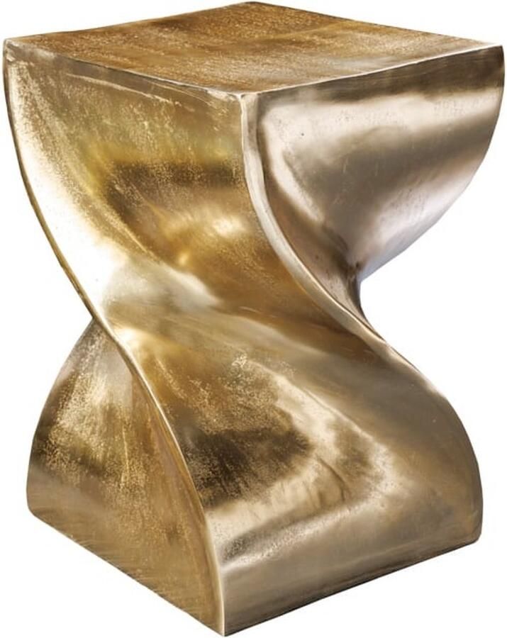 Invicta Interior Sculpturale Bijzettafel TWIST 45cm Gouden Aluminium Met de hand gemaakte Ottomaanse Nachtkastje 42005