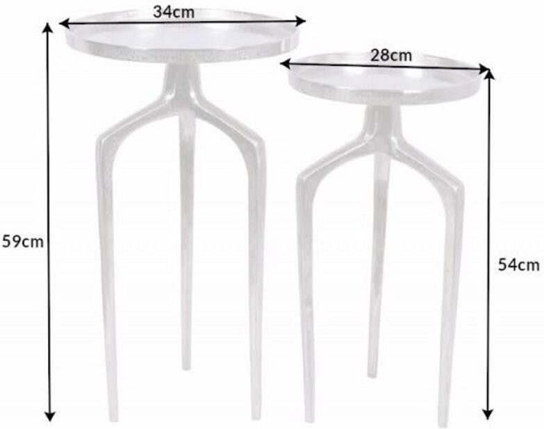 Invicta Interior Set van 2 bijzettafels Elysian Essence 60cm zilverkleurig metaal rond shabby chic design - Foto 2