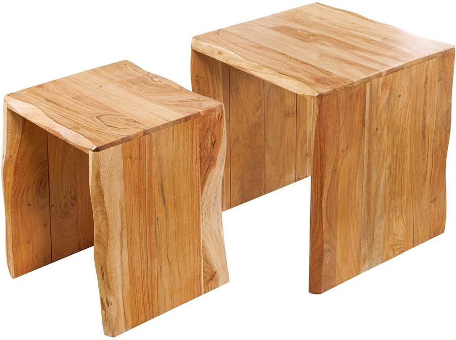 Invicta Interior Set van 2 bijzettafels MAMMUT 55cm bruin massief acaciahout 45762 - Foto 2