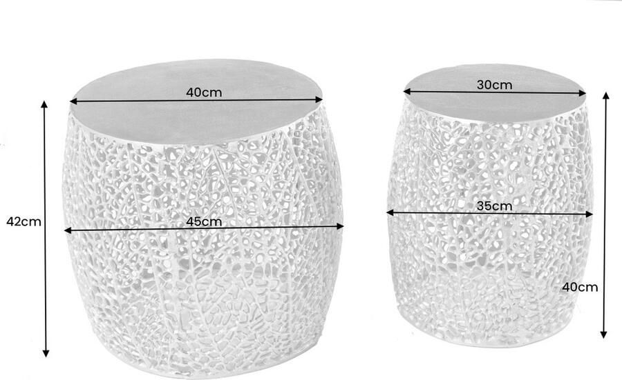Invicta Interior Set van 2 filigrane design salontafels ABSTRACT LEAF antiek zilver handgemaakt rond 43226 - Foto 3