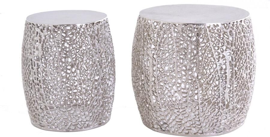 Invicta Interior Set van 2 filigrane design salontafels ABSTRACT LEAF antiek zilver handgemaakt rond 43226 - Foto 2