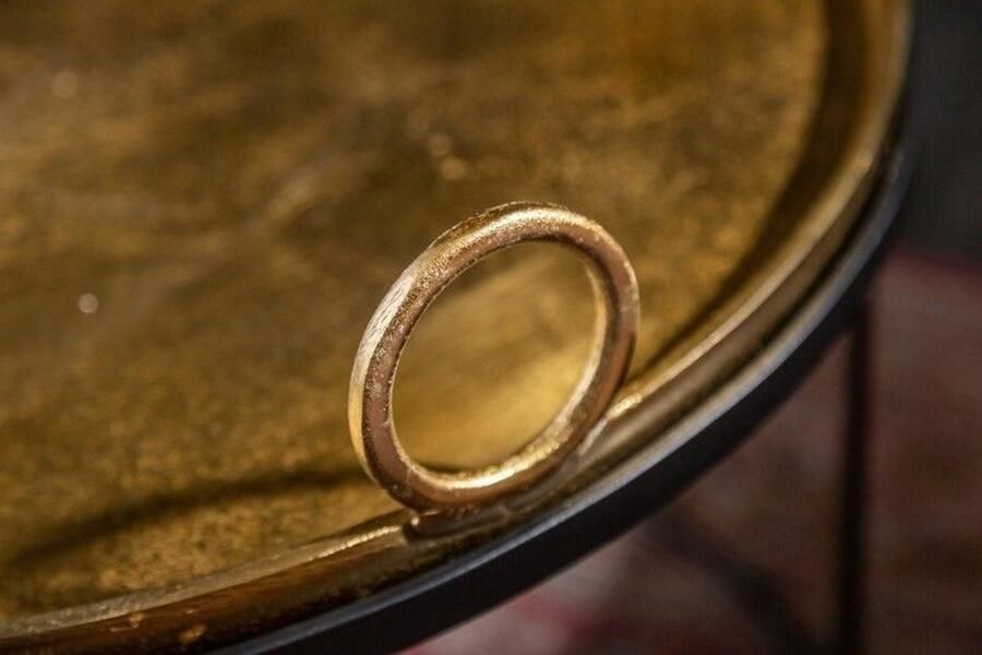 Invicta Interior Set van 2 ronde salontafels ELEMENTS 65cm goud zwart metalen dienblad tafel bijzettafel 39088 - Foto 2