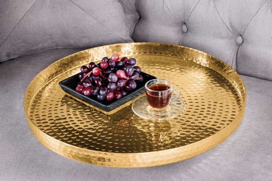 Invicta Interior Set van 2 ronde salontafels ELEMENTS ÃƒÆ Ã‹Å“60cm goud zwart metalen dienblad tafel bijzettafel handgemaakt 42730 - Foto 2