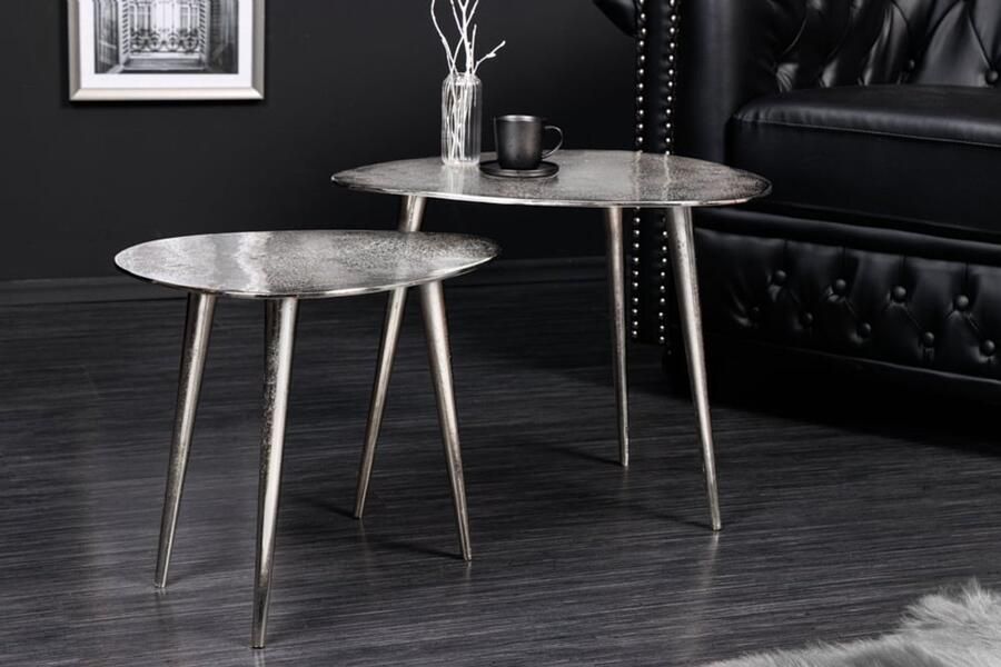 Invicta Interior Set van 2 salontafels ELEMENTS 50cm zilver metaal handgemaakt 42718 - Foto 2