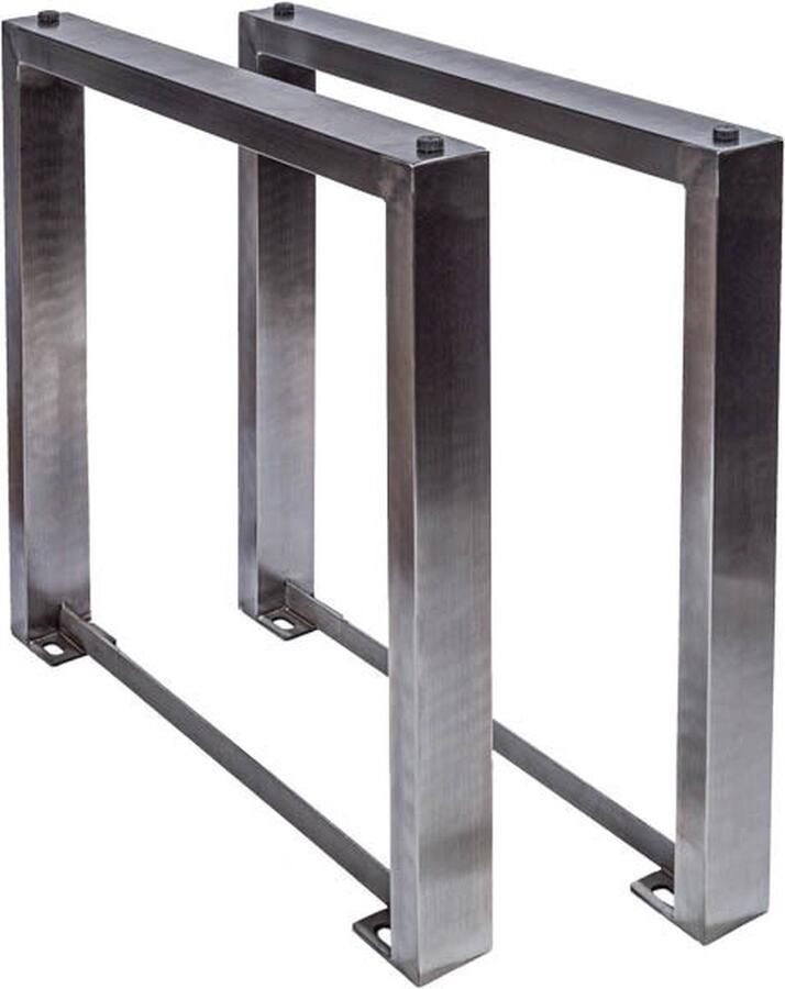 Invicta Interior Set van 2 tafelonderstellen U-FRAME 80cm geborsteld roestvrij staal matte tafelpoten onderschuif eettafel 38794