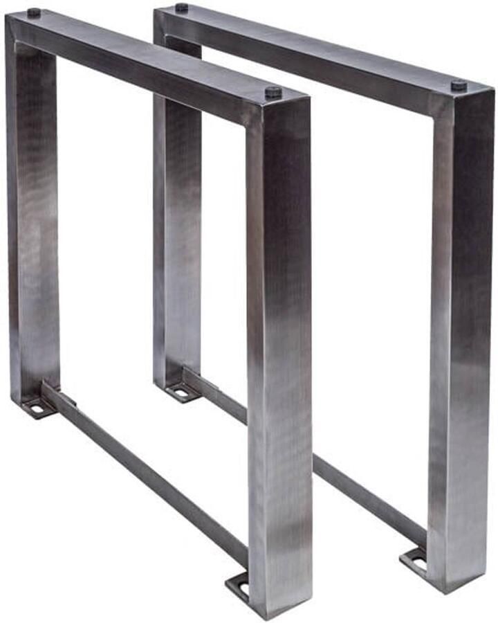 Invicta Interior Set van 2 tafelonderstellen U-FRAME 80cm geborsteld roestvrij staal matte tafelpoten onderschuif eettafel 38794