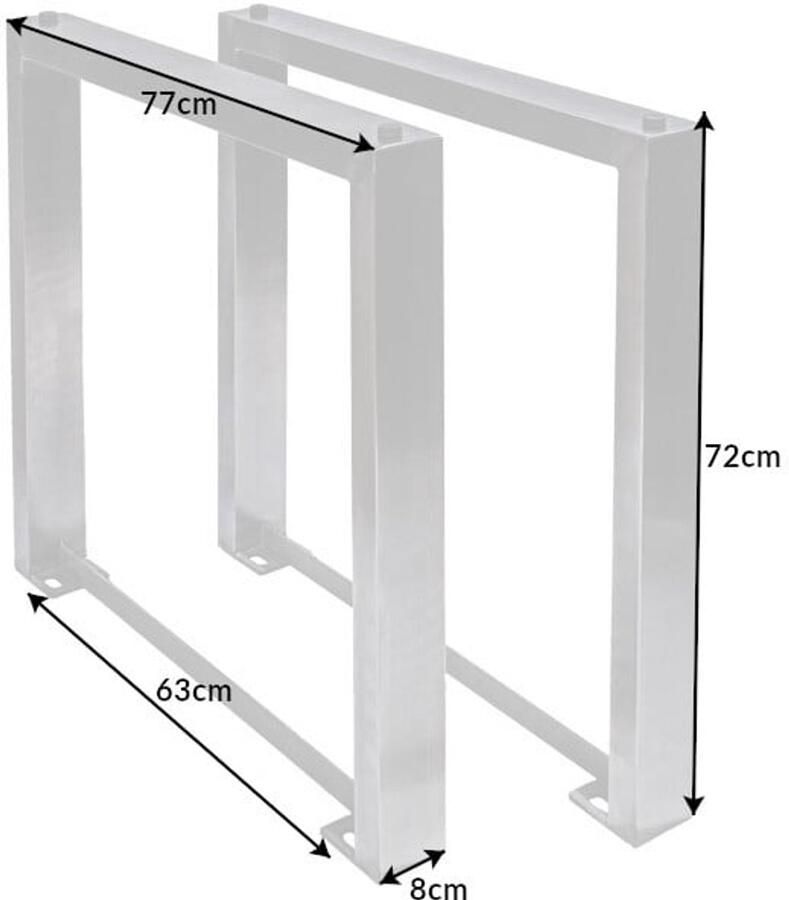 Invicta Interior Set van 2 tafelonderstellen U-FRAME 80cm geborsteld roestvrij staal matte tafelpoten onderschuif eettafel 38794 - Foto 2