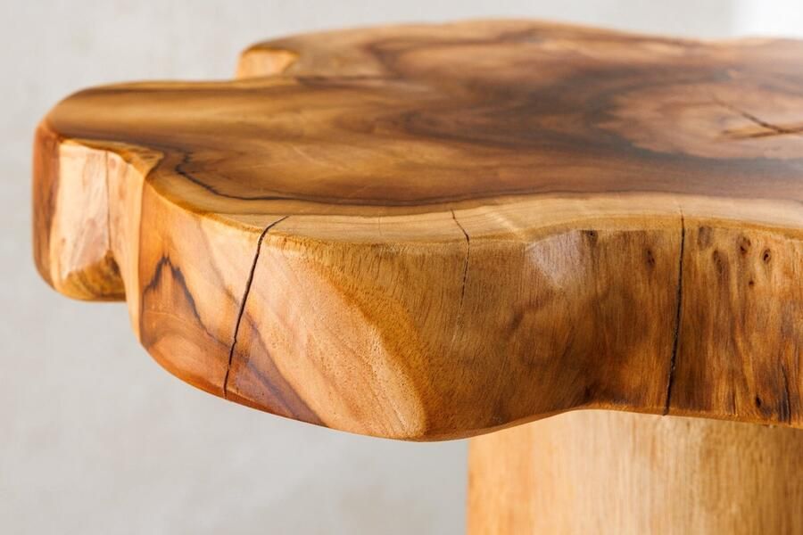 Invicta Interior Massief houten bijzettafel ROOT 70cm naturel teakhout gemaakt van wortelhout in paaldesign 44714