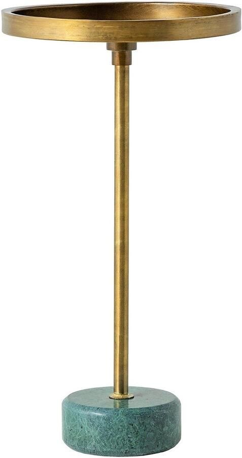 Invicta Interior Ronde Bijzettafel TRAYFUL 60cm Messing Antiek IJzer Groen Marmeren Voet Handgemaakt 44848 - Foto 2