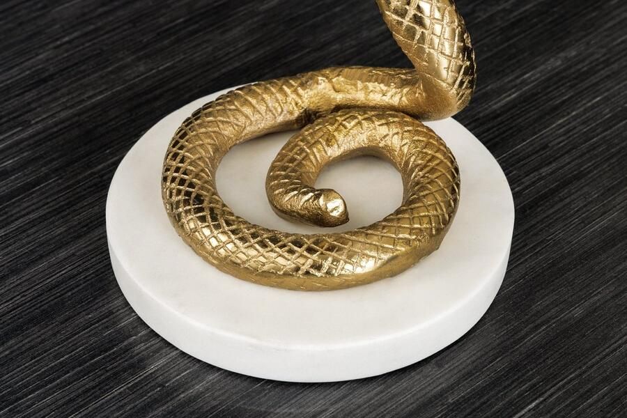Invicta Interior Ronde bijzettafel WILDLIFE COBRA 65cm goud wit marmer slang sculptuur handgemaakt 44830 - Foto 2