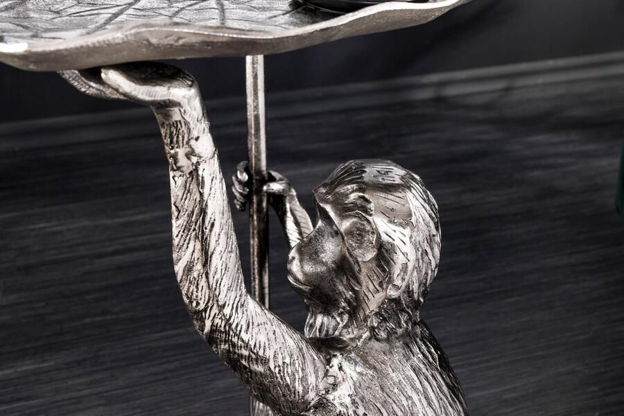 Invicta Interior Design Bijzettafel WILDLIFE MONKEY 60cm Zilver Metaal Handgemaakt 44836 - Foto 2
