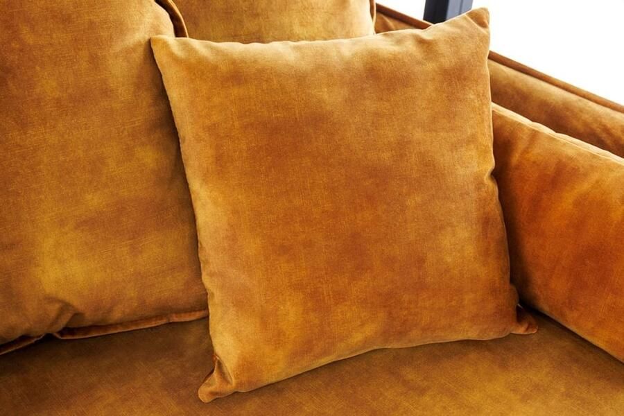 Invicta Interior Grote 3-zitsbank HEAVEN 200cm mosterdgeel fluwelen binnenvering wasbare hoes slaapbank 40831 - Foto 2