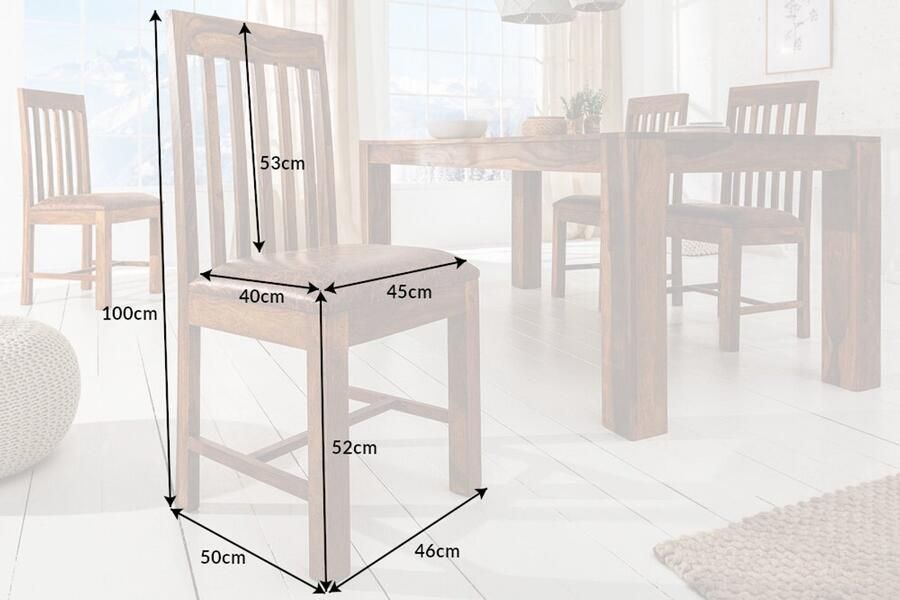 Invicta Interior Stevige stoel MAKASSAR Sheesham eetkamerstoel gestoffeerd in koloniale stijl 39751 - Foto 2