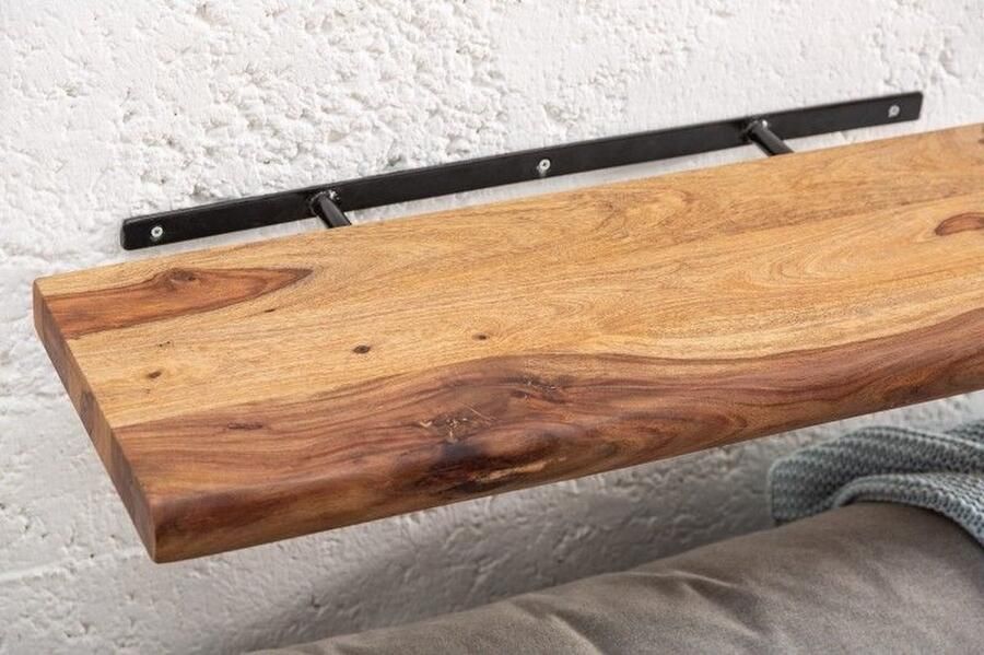 Invicta Interior Stevige wandplank MAMMUT 115cm Sheesham plank met boomrand 40958