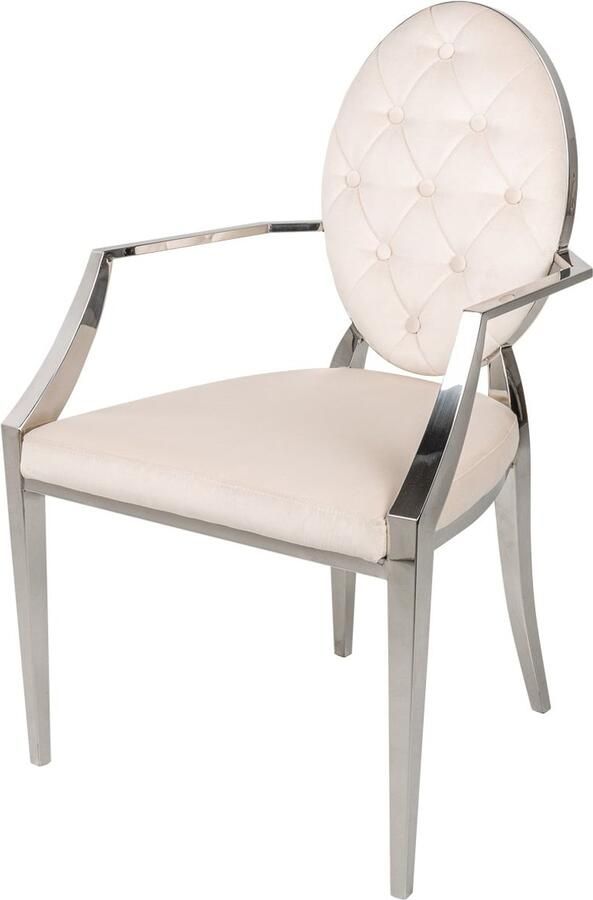 Invicta-Interior Eetkamerstoel Modern Barock Beige Fluweel Met Armleuning 40797 - Foto 2