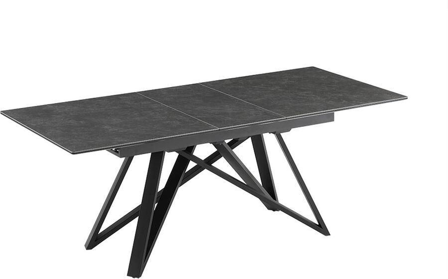 Invicta Interior Uitschuifbare eettafel ATLAS 160-200cm grafietgrijs keramiek zwart metaal 46500