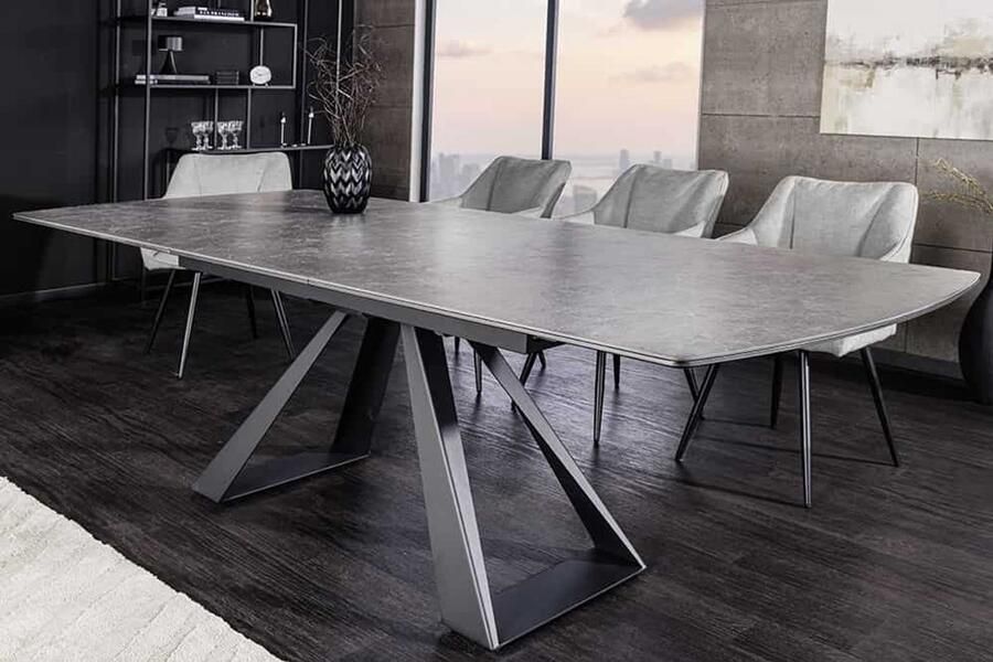 Invicta Interior Uitschuifbare eettafel CONCORD 180-230cm grafietgrijs keramiek zwart metaal 46499